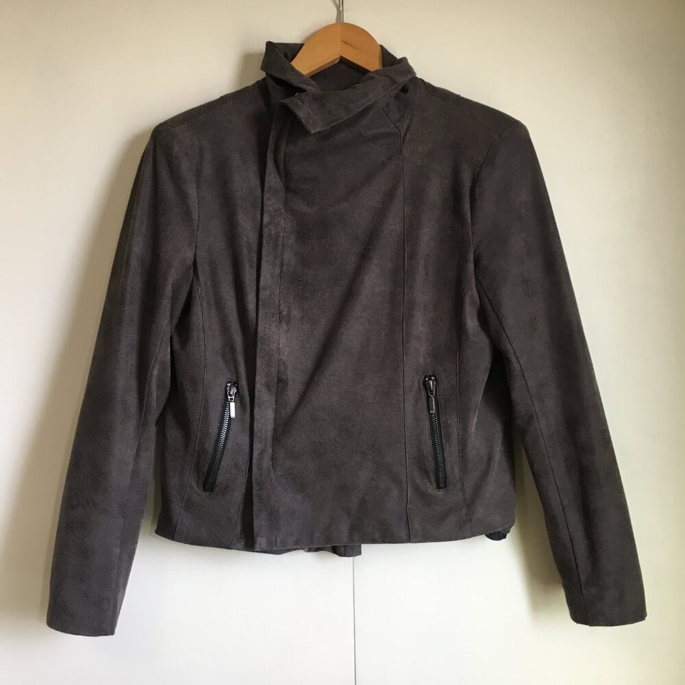 89th & Madison Brown Soft Faux Suede Rebel Biker Jacket Asymmetrical Zip Medium